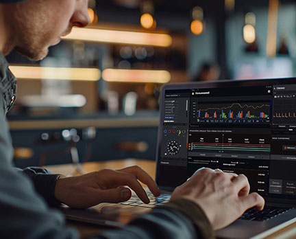 a man typing on a laptop